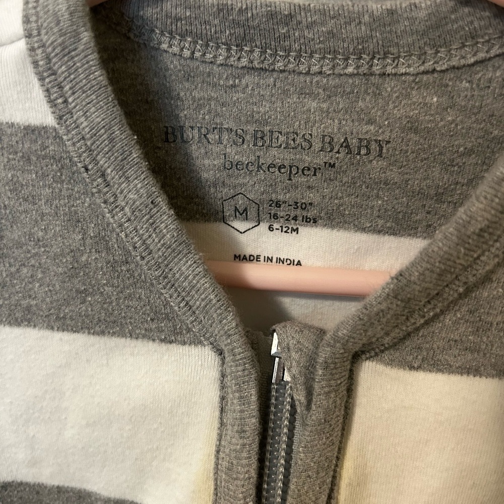 Burt’s Bees Baby Striped Organic Cotton Sleep Sack 6–12M - Picture 2 of 4